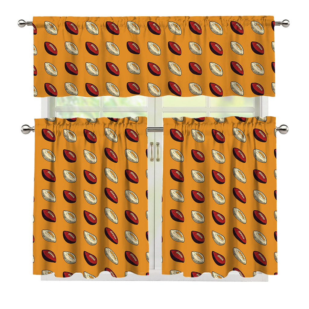 Retro American Football Ball Print 3 Piece Kitchen Curtains
