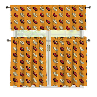 Retro American Football Ball Print 3 Piece Kitchen Curtains