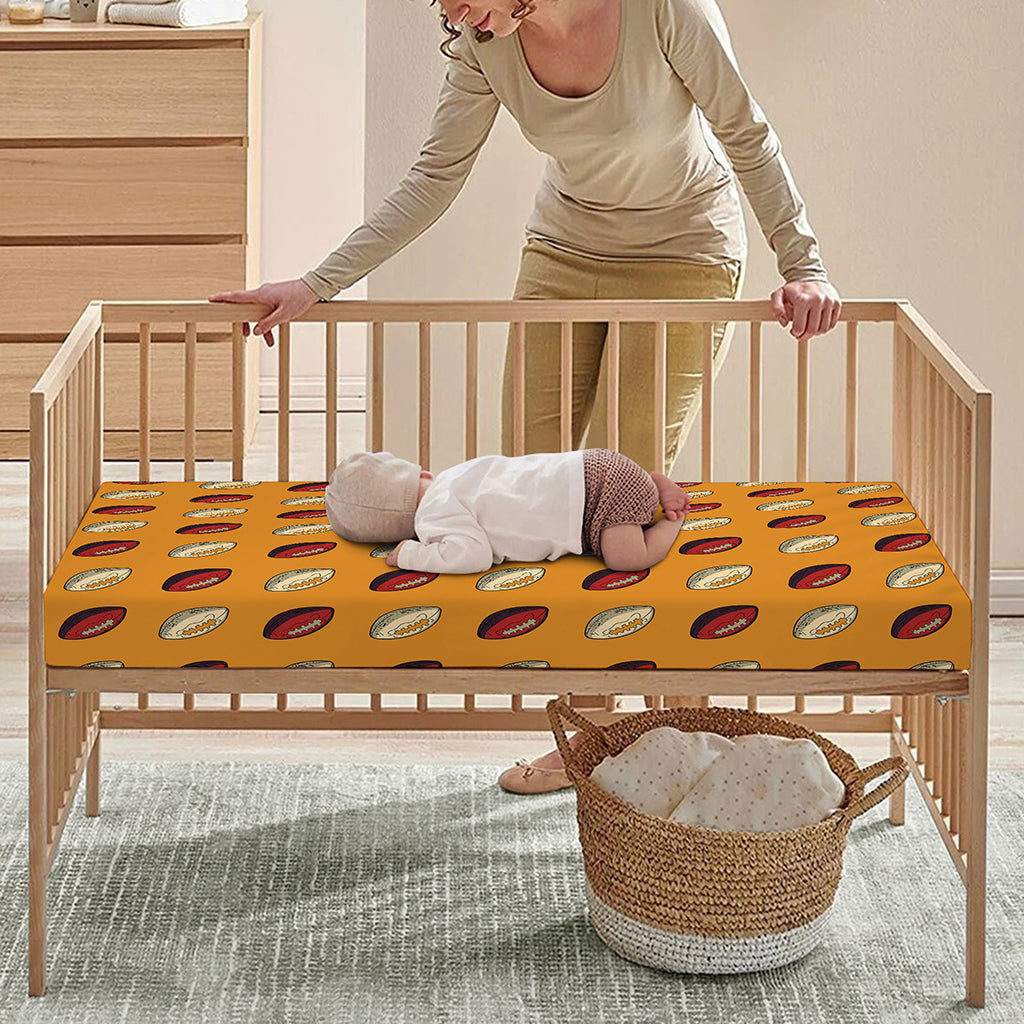 Retro American Football Ball Print Baby Crib Sheet