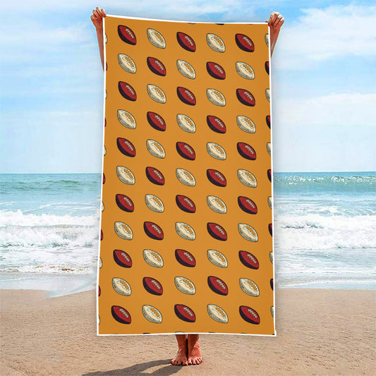 Retro American Football Ball Print Beach Towel