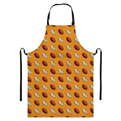 Retro American Football Ball Print Bib Apron With Pocket