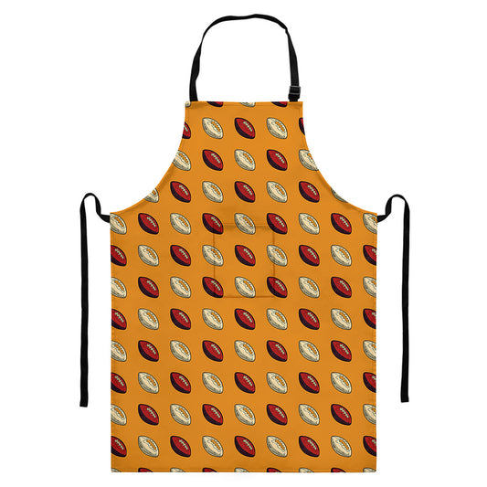 Retro American Football Ball Print Bib Apron With Pocket
