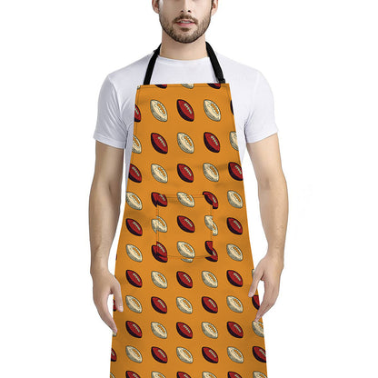 Retro American Football Ball Print Bib Apron With Pocket