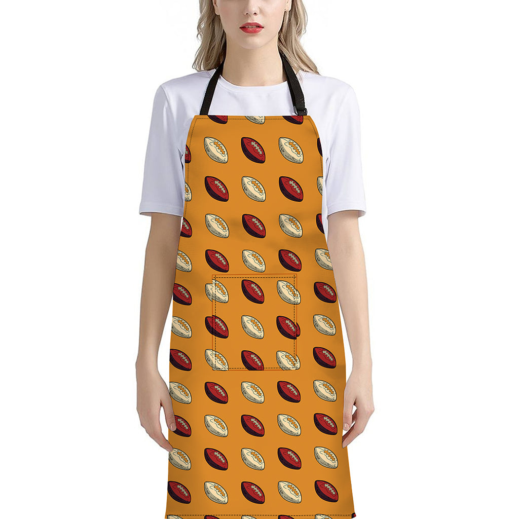 Retro American Football Ball Print Bib Apron With Pocket