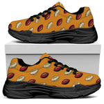 Retro American Football Ball Print Black Chunky Shoes