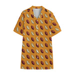 Retro American Football Ball Print Cotton Hawaiian Shirt