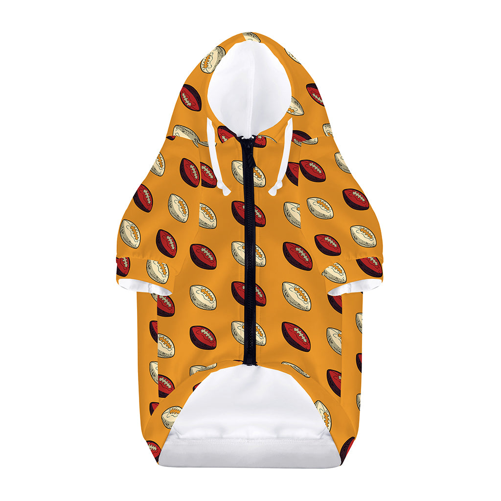 Retro American Football Ball Print Dog Zip Up Hoodie