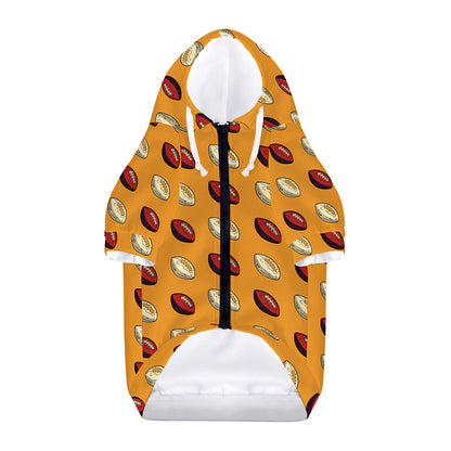 Retro American Football Ball Print Dog Zip Up Hoodie