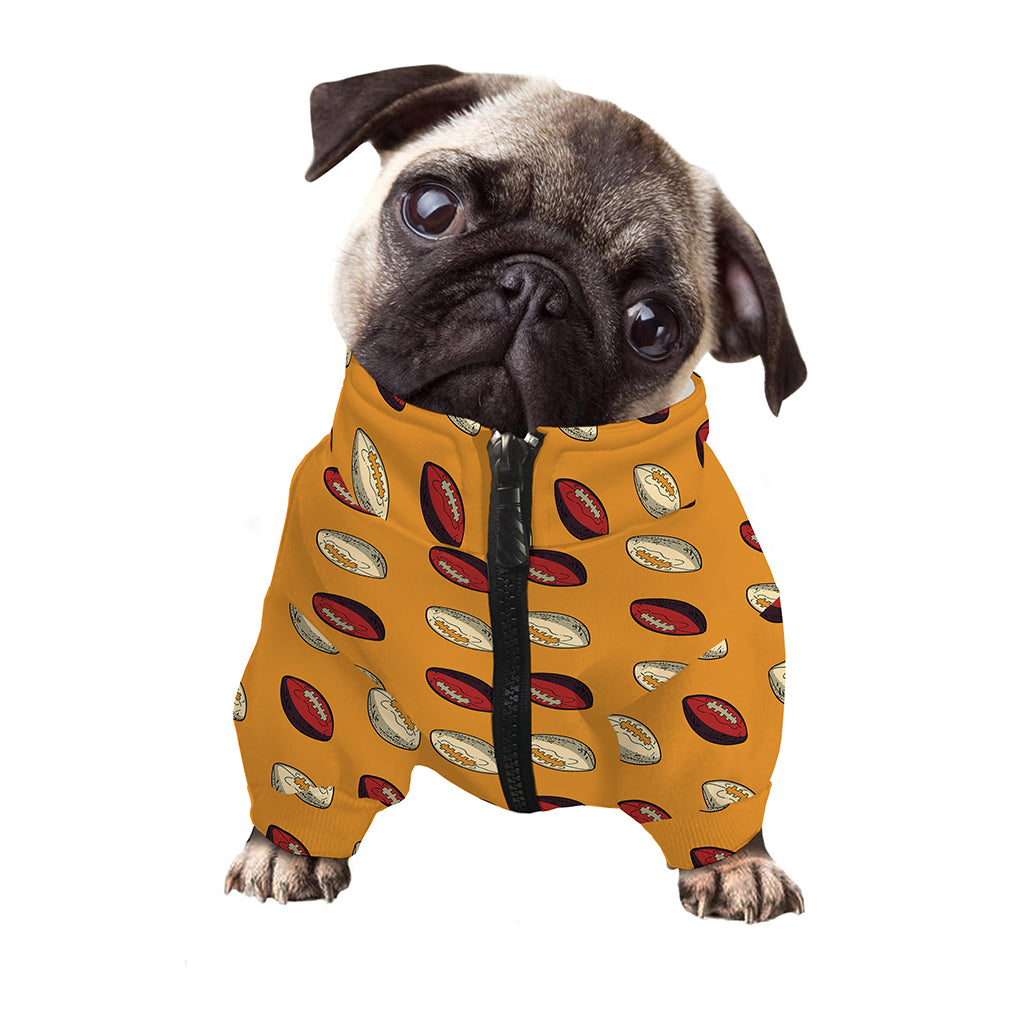 Retro American Football Ball Print Dog Zip Up Jacket