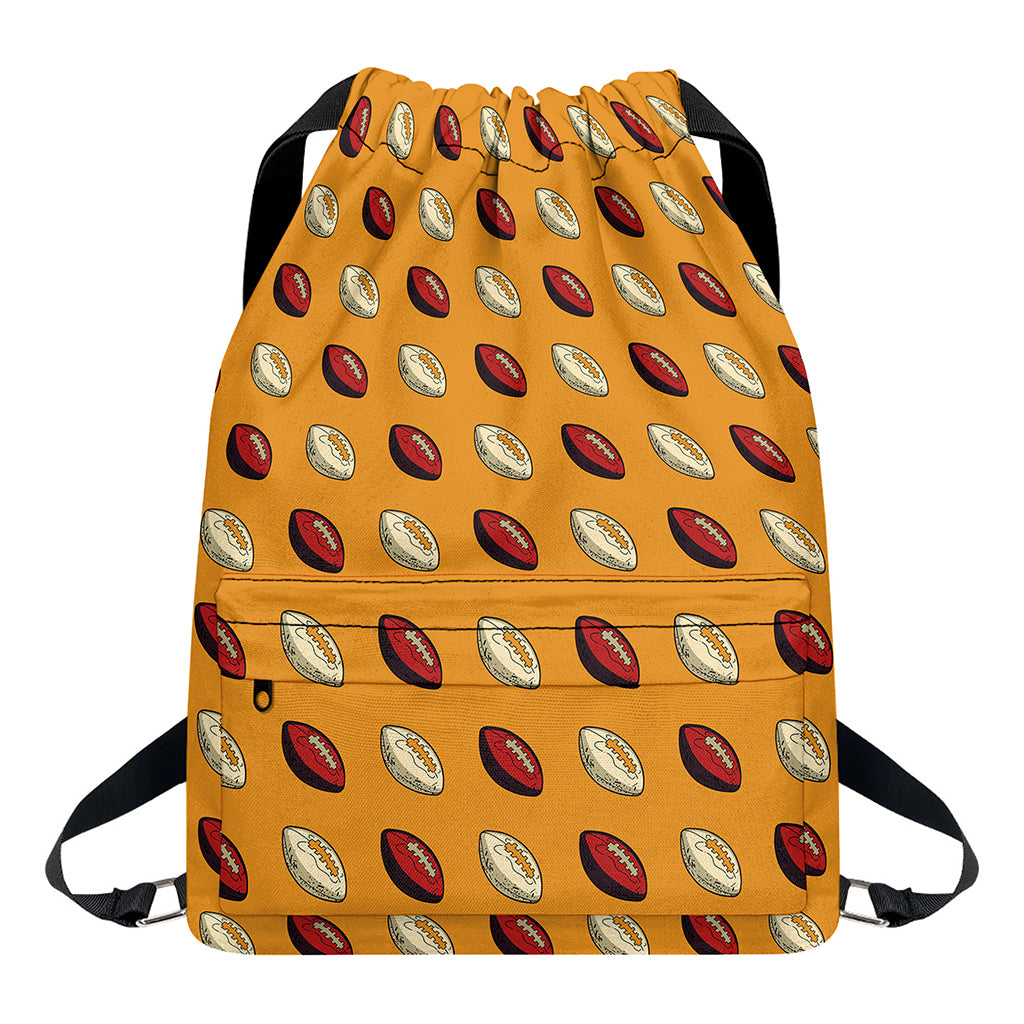 Retro American Football Ball Print Drawstring Backpack