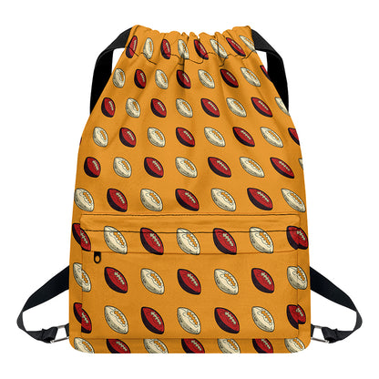 Retro American Football Ball Print Drawstring Backpack