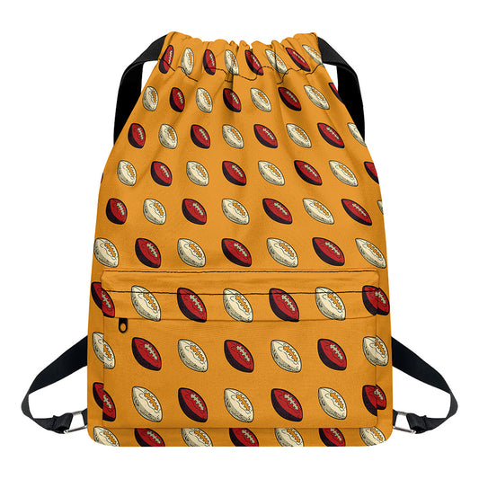 Retro American Football Ball Print Drawstring Backpack