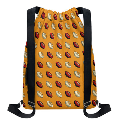 Retro American Football Ball Print Drawstring Backpack