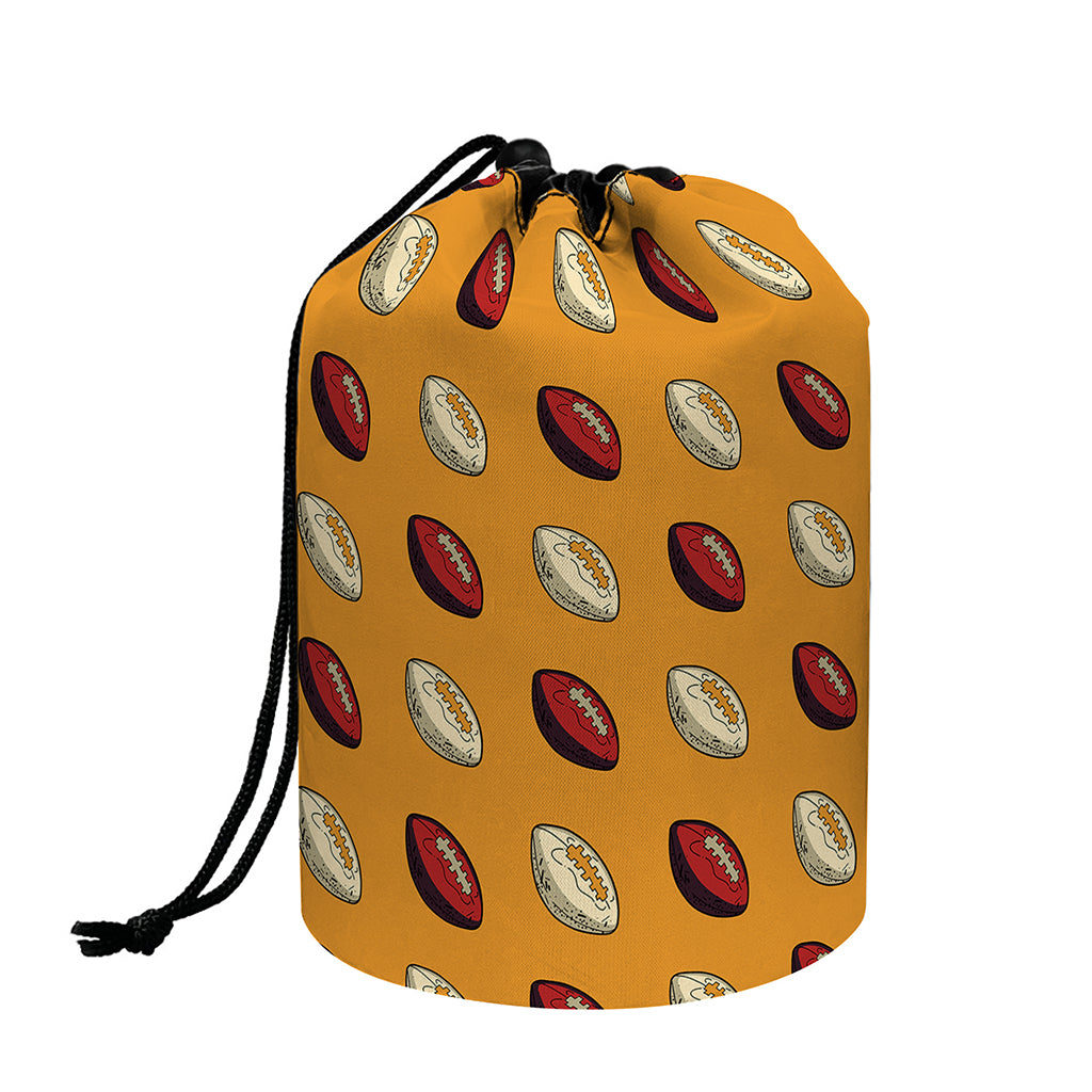 Retro American Football Ball Print Drawstring Makeup Bag