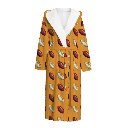 Retro American Football Ball Print Hooded Bathrobe
