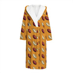 Retro American Football Ball Print Hooded Bathrobe