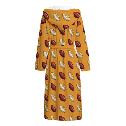 Retro American Football Ball Print Hooded Bathrobe