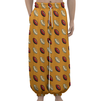 Retro American Football Ball Print Lantern Pants