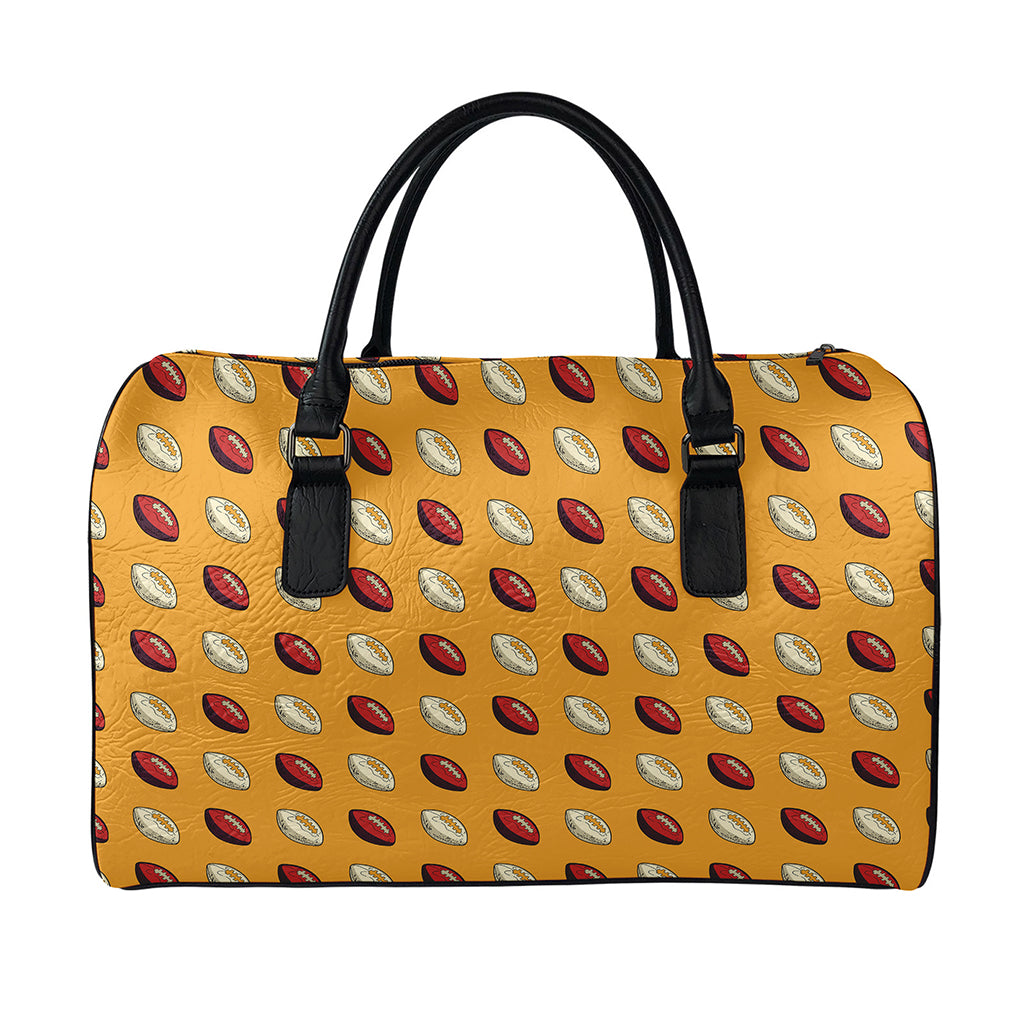 Retro American Football Ball Print Leather Duffle Bag