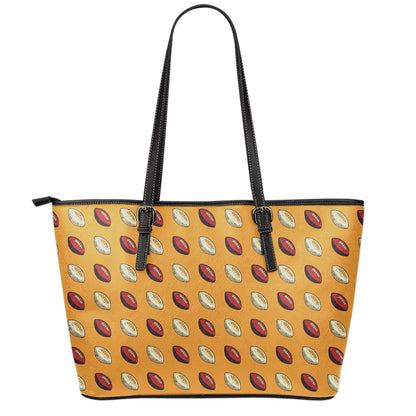 Retro American Football Ball Print Leather Tote Bag
