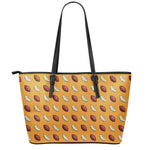 Retro American Football Ball Print Leather Tote Bag