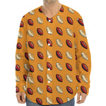 Retro American Football Ball Print Long Sleeve Baseball Jersey