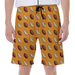 Retro American Football Ball Print Men's Beach Shorts