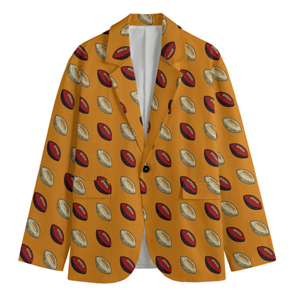 Retro American Football Ball Print Men's Blazer