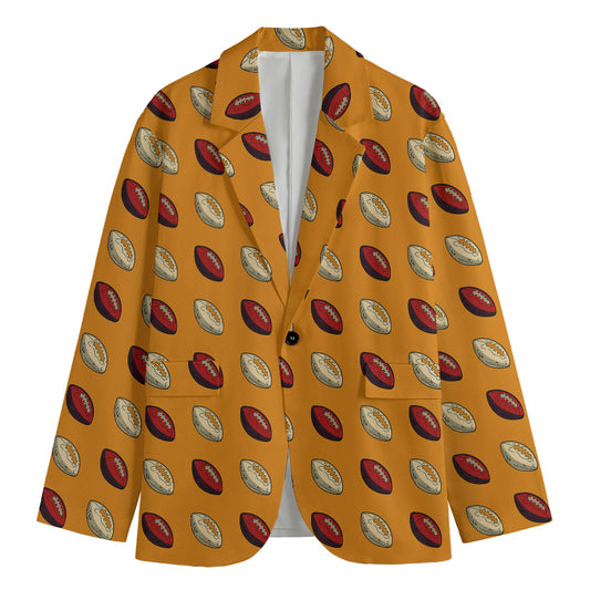 Retro American Football Ball Print Men's Blazer