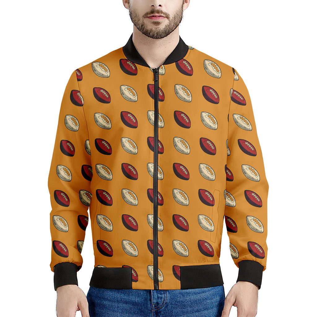 Retro American Football Ball Print Men's Bomber Jacket