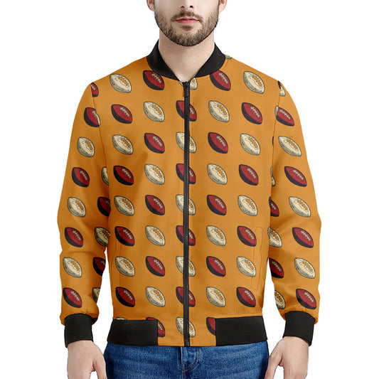 Retro American Football Ball Print Men's Bomber Jacket