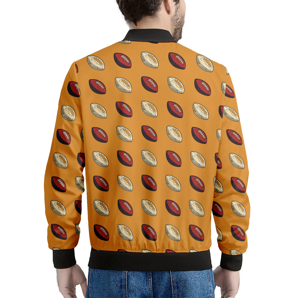 Retro American Football Ball Print Men's Bomber Jacket
