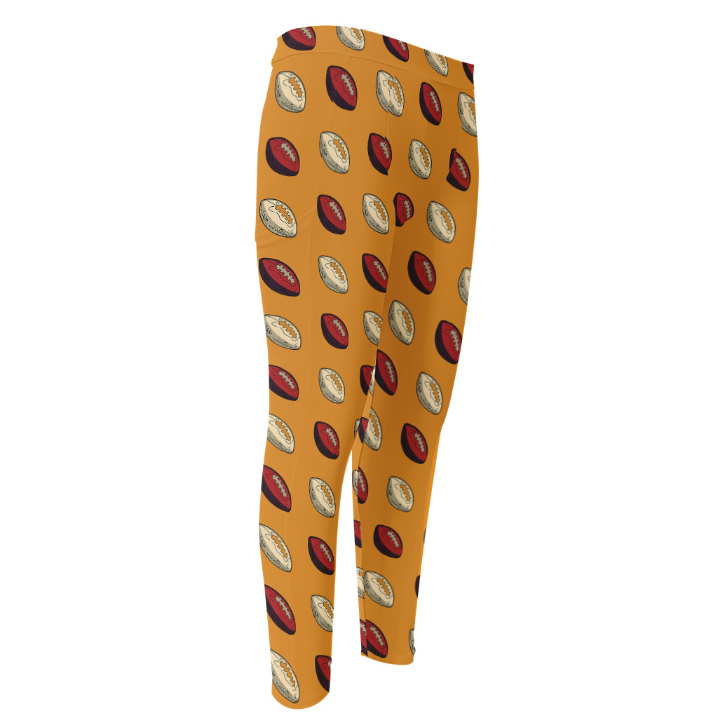 Retro American Football Ball Print Men's Compression Pants