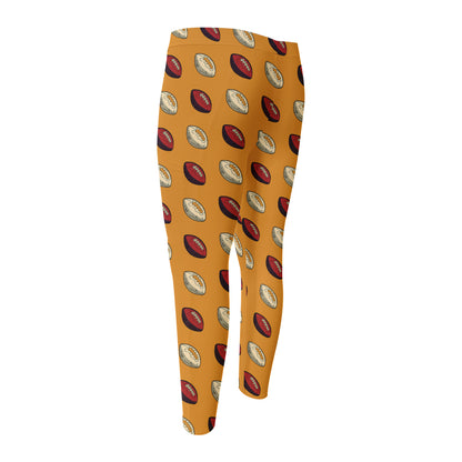 Retro American Football Ball Print Men's Compression Pants