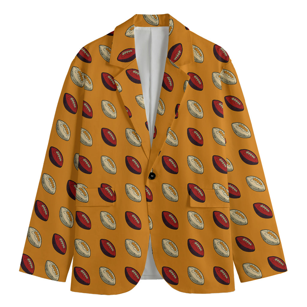 Retro American Football Ball Print Men's Cotton Blazer