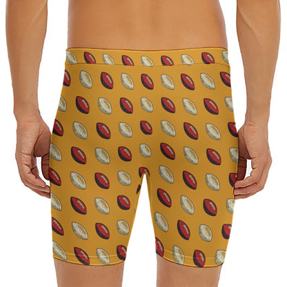 Retro American Football Ball Print Men's Long Boxer Briefs