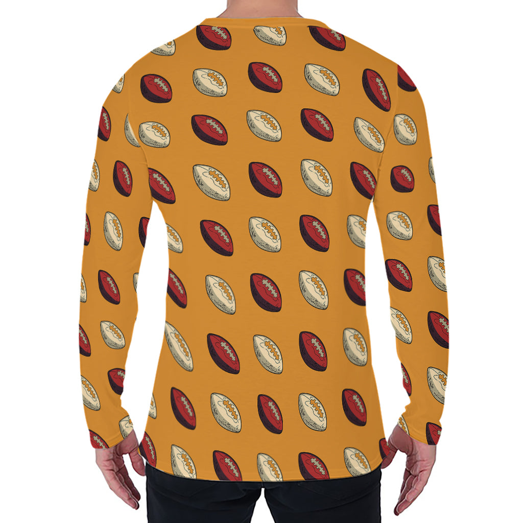 Retro American Football Ball Print Men's Long Sleeve T-Shirt