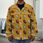 Retro American Football Ball Print Men's Shirt Jacket