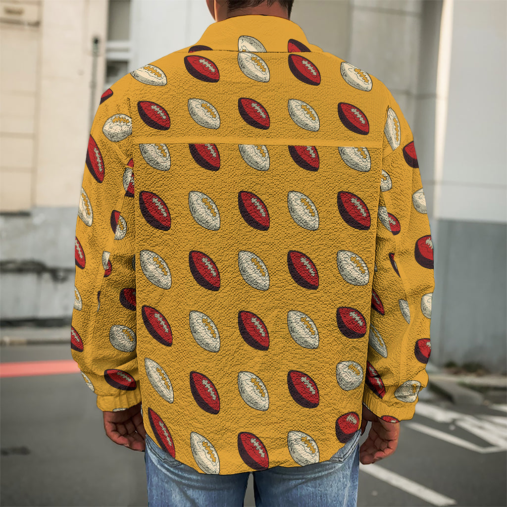 Retro American Football Ball Print Men's Shirt Jacket