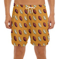 Retro American Football Ball Print Men's Split Running Shorts