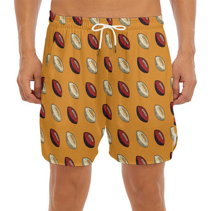 Retro American Football Ball Print Men's Split Running Shorts