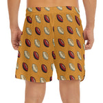 Retro American Football Ball Print Men's Split Running Shorts