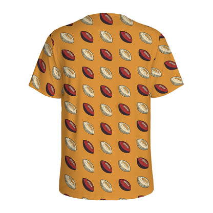 Retro American Football Ball Print Men's Sports T-Shirt