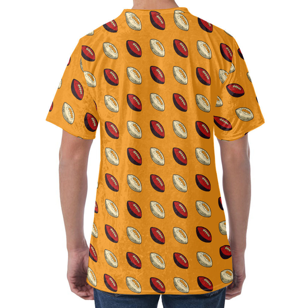Retro American Football Ball Print Men's Velvet T-Shirt