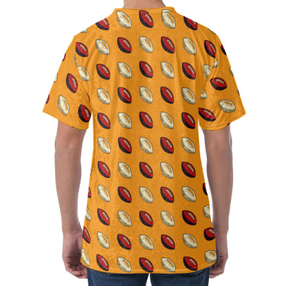 Retro American Football Ball Print Men's Velvet T-Shirt