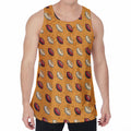 Retro American Football Ball Print Men's Velvet Tank Top