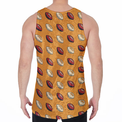 Retro American Football Ball Print Men's Velvet Tank Top