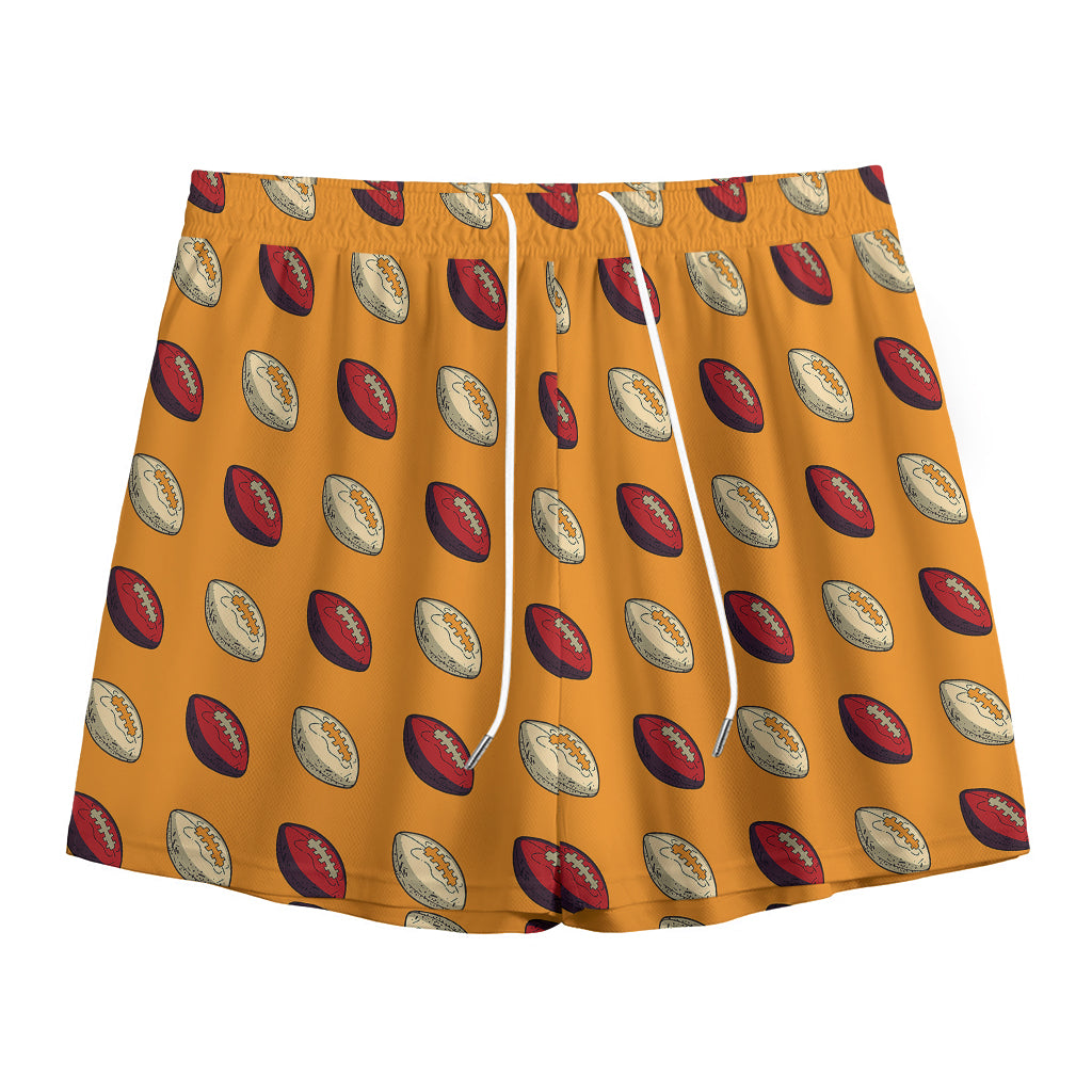 Retro American Football Ball Print Mesh Shorts