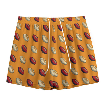 Retro American Football Ball Print Mesh Shorts
