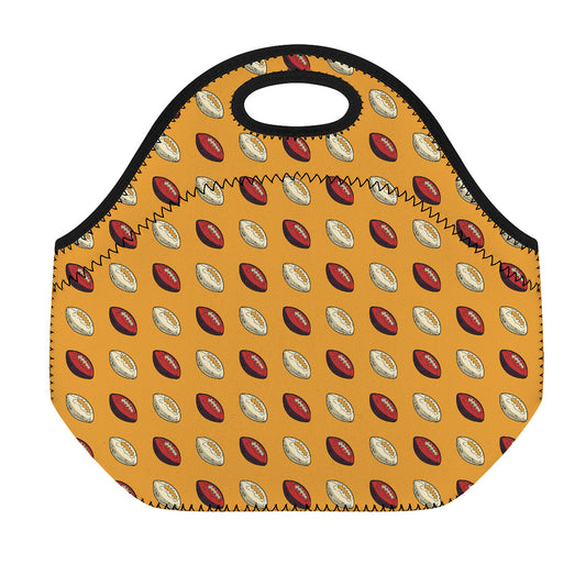 Retro American Football Ball Print Neoprene Lunch Bag